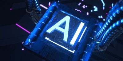 Skrót AI oznaczający sztuczną inteligencję widoczny na nowoczesnym procesorze.